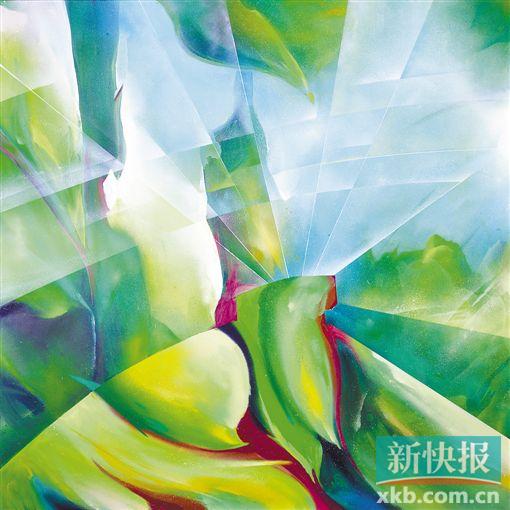 ■黄伟华创作的“夏”,切割的线条来自于轻纺城顶棚的线条。