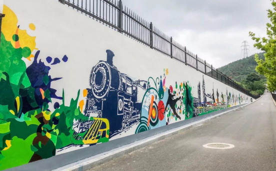 原创主题墙绘为文明校园增色